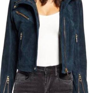 Blank NYC Teal Suede moto jacket